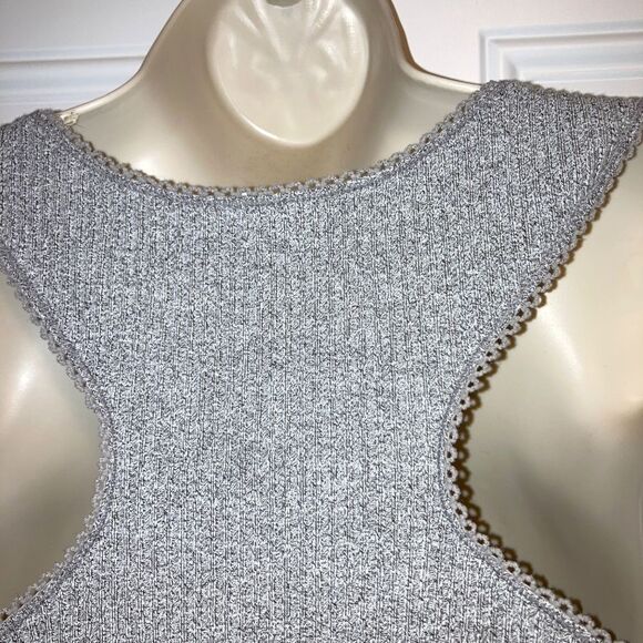 FREE PEOPLE Intimately Most Wanted Racerback Button Down Tank Grey Womens Large - Picture 7 of 11